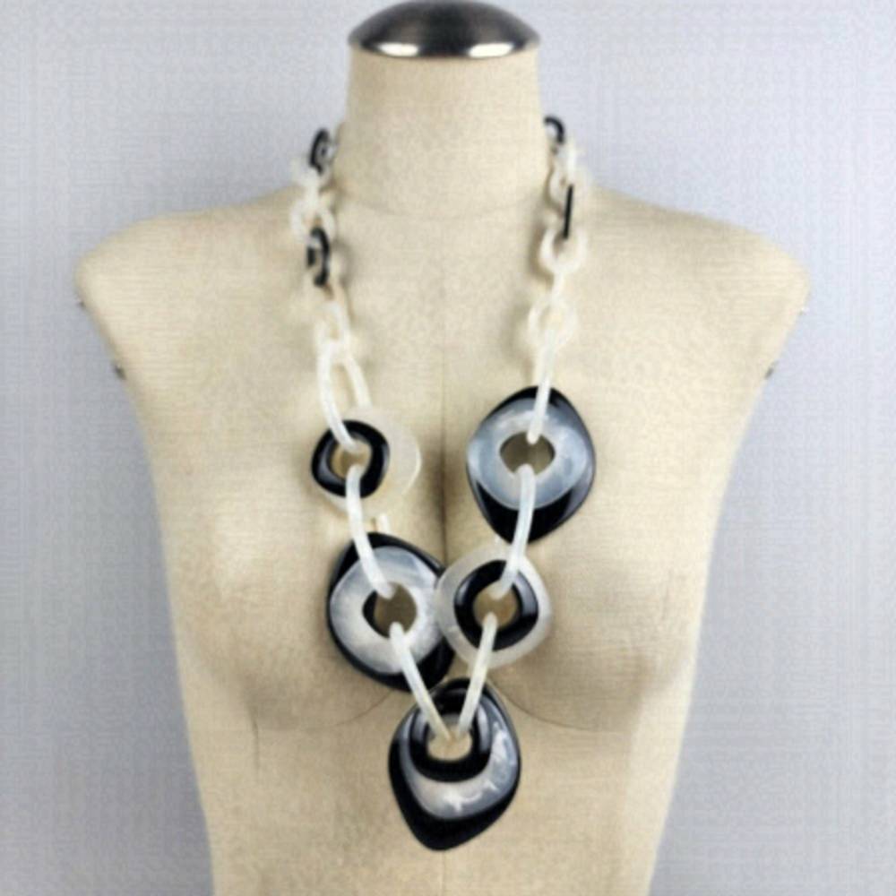 BLACK & White Resin Oversize Statement Necklace